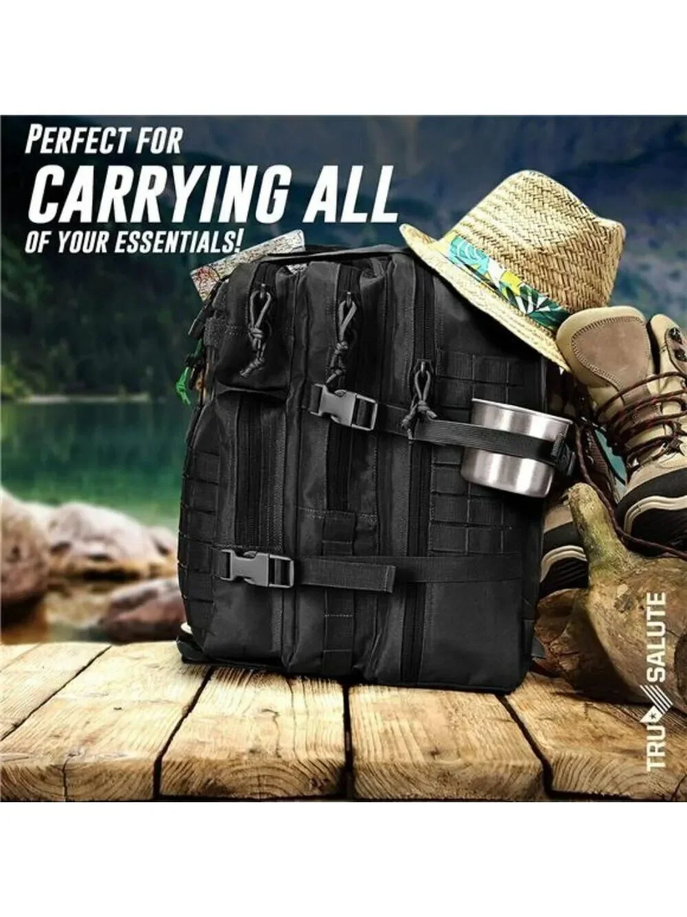 Tru Salute 45L Tactical Backpack Military Molle Bugout Bag Survival Rucksack